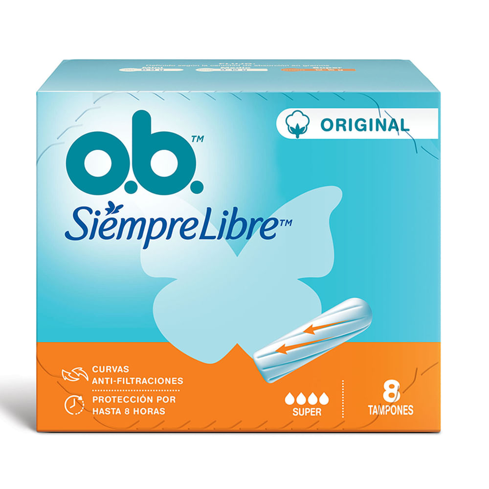 O.b siempre libre tampones super 8 unid